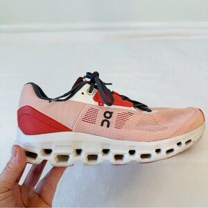 On Running Cloudstratus Rose Red Coral Running Shoes Sneakers, size Women’s 9